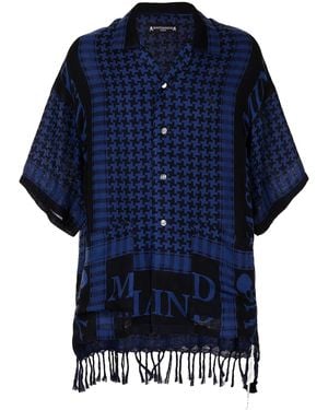 MASTERMIND WORLD Geometric Logo-Print Cotton Shirt - Blue