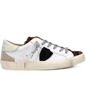 Philippe Model Baskets Prsx À Imprimé Léopard - Blanc