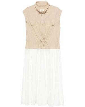 Psophia Half-Zip Two-Tone Midi Dress - White