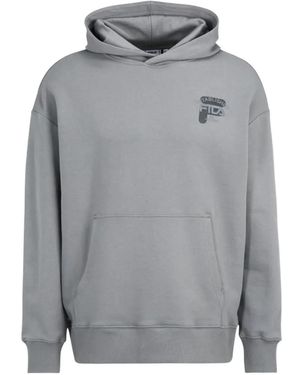 Fila Logo-Print Cotton Hoodie - Grey