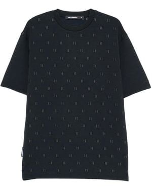 KARL LAGERFELD Monogram-Embroidered Crew-Neck T-Shirt - Black