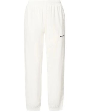 Balenciaga Embroiderd-Logo Track Trousers - White
