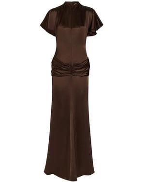 De La Vali Myra Ruffled Maxi Dress - Brown