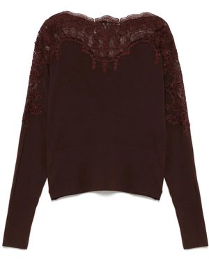 Ermanno Scervino Lace-Embellished Jumper - Brown