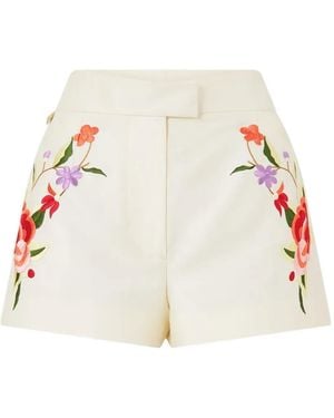 CAMILLA Floral-Embroidered Shorts - White
