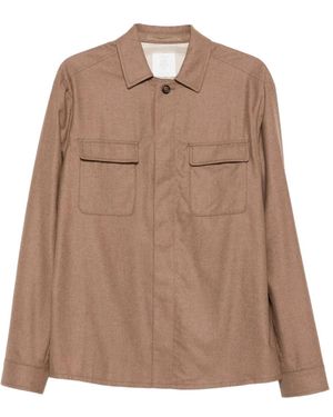 Eleventy Chest-Pockets Overshirt - Brown
