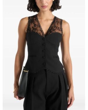Manière De Voir Veronica Lace Tailored Corset Waistcoat - Black