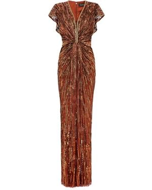 Jenny Packham Zola Maxikleid mit Paillettenverzierung - Braun