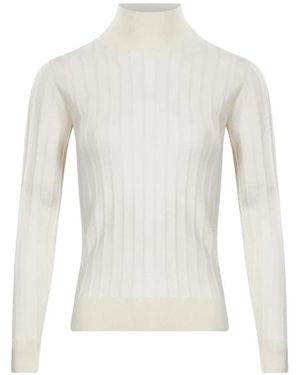 Tagliatore Pull Côtelé À Col Montant - White