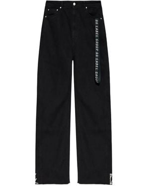 44 Label Group Pantalon À Bande Logo - Black
