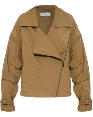 IRO Harper Diagonal-Zip Biker Jacket - Natural