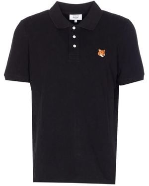 Maison Kitsuné Embroidered Short-Sleeve Polo Shirt - Black