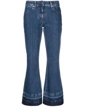 Versace Logo-Patch Cropped Jeans - Blue