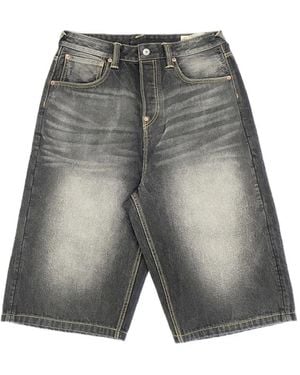 Evisu Seagull Embroidery Denim Shorts - Gray