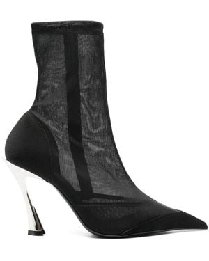 Mugler 95Mm Mesh Ankle Boots - Black
