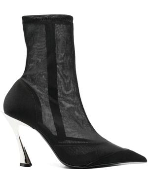 Mugler 95Mm Mesh Ankle Boots - Black