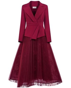 ARAFTU Pleated Blazer Dress - Red