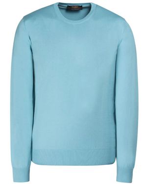 Moorer Orvieto-Si5 Crew-Neck Cotton Sweater - Blue