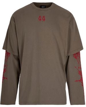 44 Label Group Graphic-Print T-Shirt - Brown
