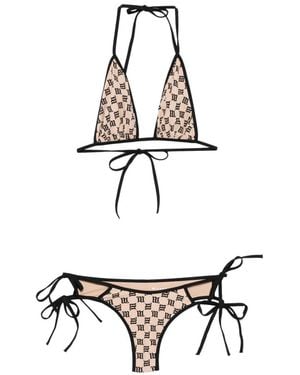 MISBHV Coquette Monogram-Print Bikini - White
