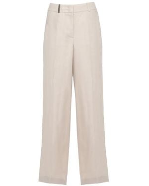 Peserico Bead-Detail Wide-Leg Trousers - White