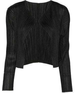 Pleats Please Issey Miyake Plissé-Effect Layered Jacket - Nero