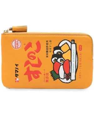 Anya Hindmarch Sushi No Ko Graphic-Print Leather Clutch Bag - Orange