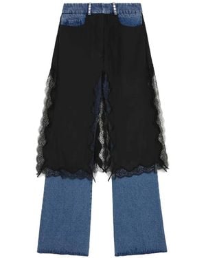16Arlington Kia Lace-Trimmed Layered Jeans - Blue