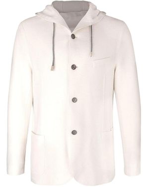 Eleventy Hooded Buttoned Jacket - Natural
