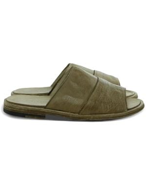 Ziggy Chen Crinkled-Leather Sandals - Green