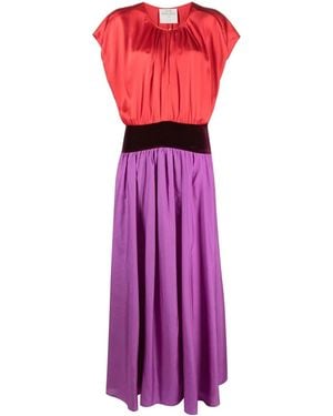 forte_forte Colour-Block Silk Maxi Dress - Purple