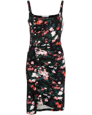 Rabanne Floral-Print Sleeveless Mini Dress - Black