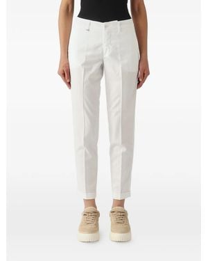 Fay Pressed-Crease Turn-Up Pants - White