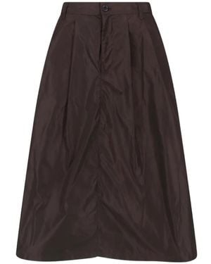 Aspesi Technical Fabric Flared Midi Skirt - Brown