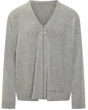 JW Anderson Cárdigan Con Cremallera Y Cuello En V - Gris