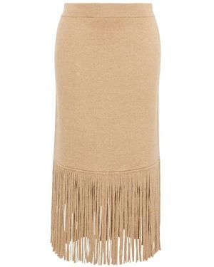 Cara Cara Delphi Fringe-Trimmed Midi Skirt - Natural