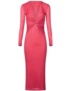 Amen Longuette Knot-Detail V-Neck Maxi Dress - Red