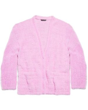 Balenciaga Logo-jacquard Faux-fur Cardigan - ピンク