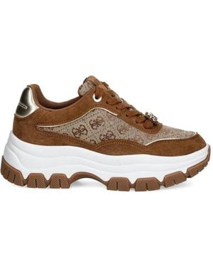 Guess Berrett Panelled Trainers - Brown