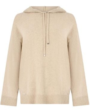 Moorer Charu-Pkt Drawstring-Hoodie Knitted Hoodie - Natural