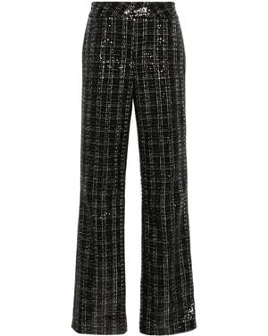 Genny Sequinned Plaid Trousers - Black
