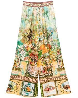 CAMILLA Graphic-Print Palazzo Pants - Yellow