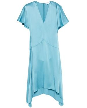 Stella McCartney V-neck Asymmetric Midi Dress - Blue