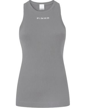 Pinko Ribbed Crew-Neck Top - Grey