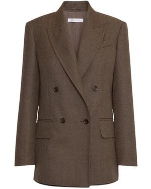 Max Mara Double-Breasted Wool Blazer - Brown