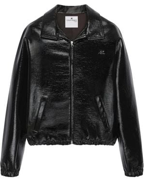 Courreges Vinyl Zipped Bomber Jacket - Black