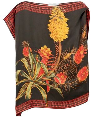 Blumarine Asymmetrical Viscose Twill Top - Orange