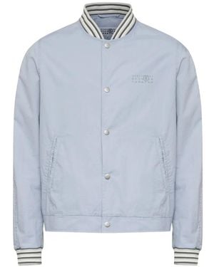 MM6 by Maison Margiela Ribbed-Trim Logo Jacket - Blue