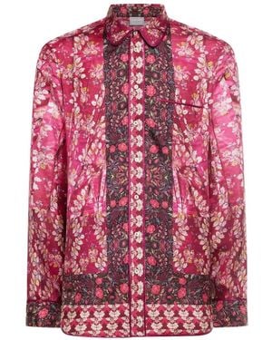 Pierre Louis Mascia Aloe Floral-Print Silk Shirt - Pink