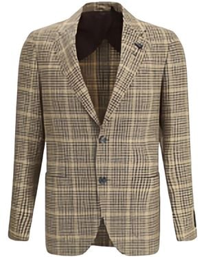 Lardini Checked Two-Button Blazer - Brown